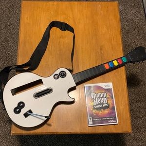Wii guitar hero and guitar